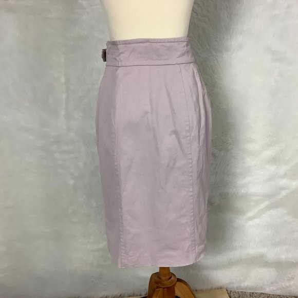 Vintage Y2K, 00s Yves Saint Laurent Rive Gauche Pink Beige Ruffle Pencil Skirt - Picture 3 of 12